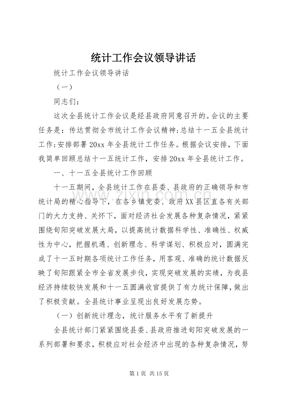 统计工作会议领导讲话发言.docx_第1页