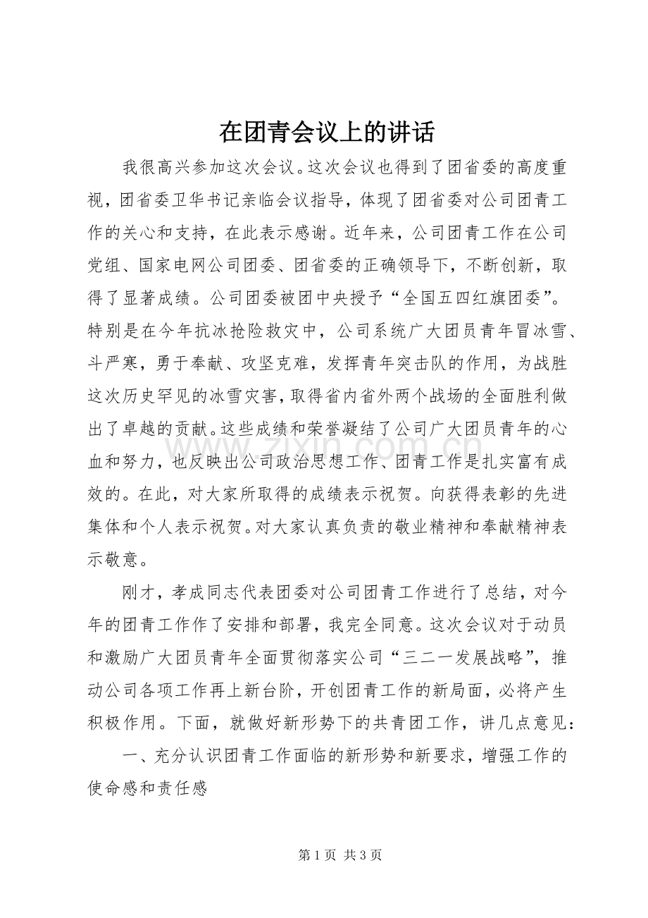 在团青会议上的讲话发言_1.docx_第1页