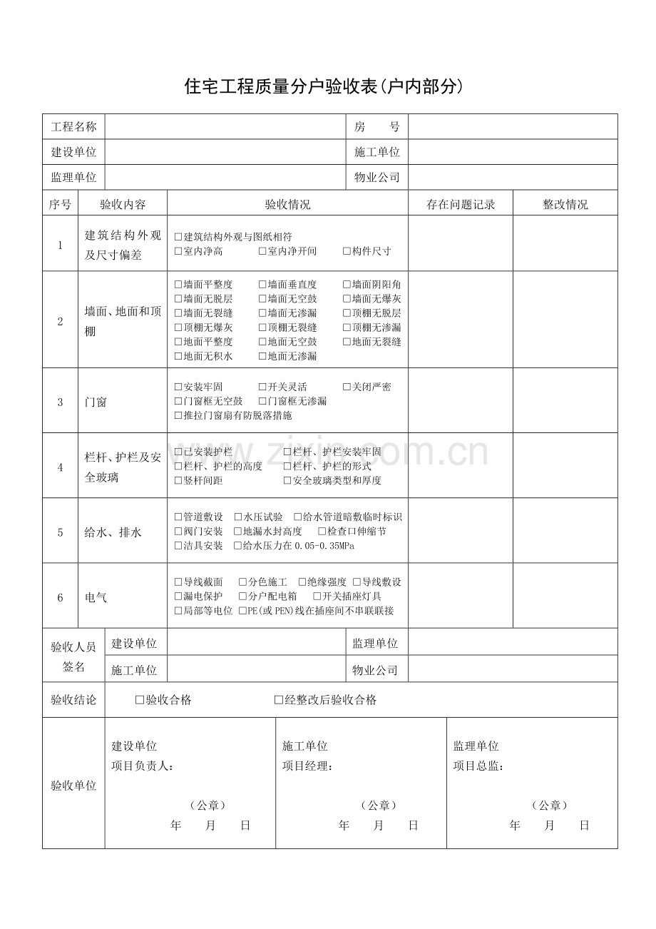 住宅工程质量分户验收表东莞.docx_第1页