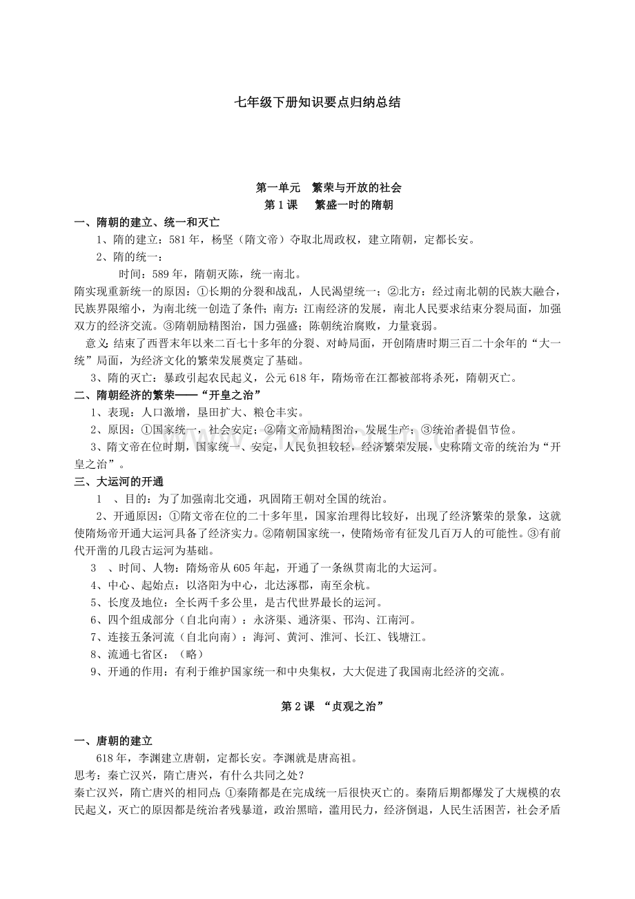七年级下册历史知识要点归纳总结[1].doc_第1页