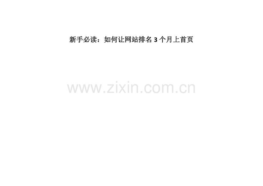 新手必读：如何让网站排名3个月上首页.doc_第1页