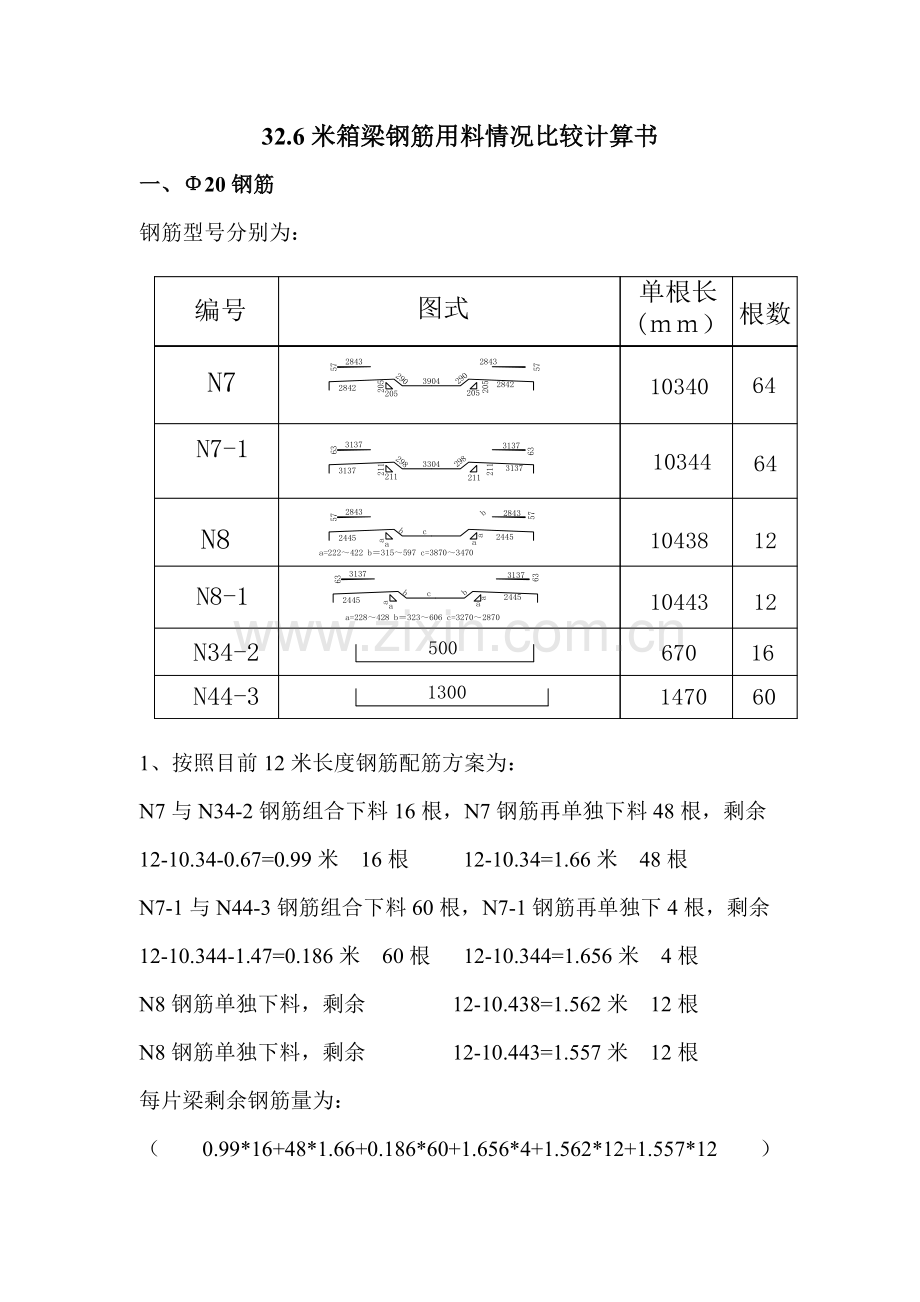 钢筋用料比较计算书.doc_第1页