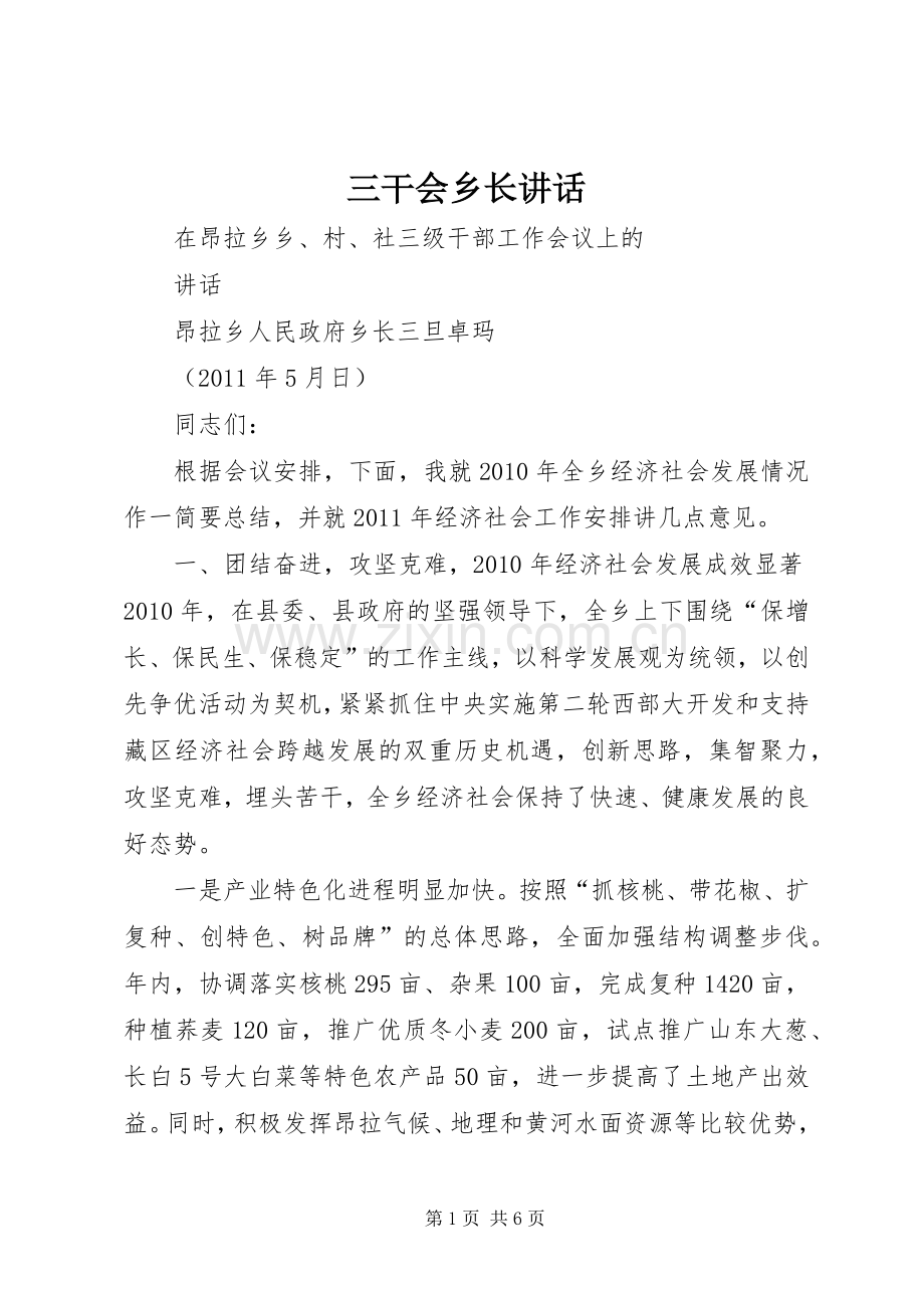 三干会乡长讲话发言.docx_第1页