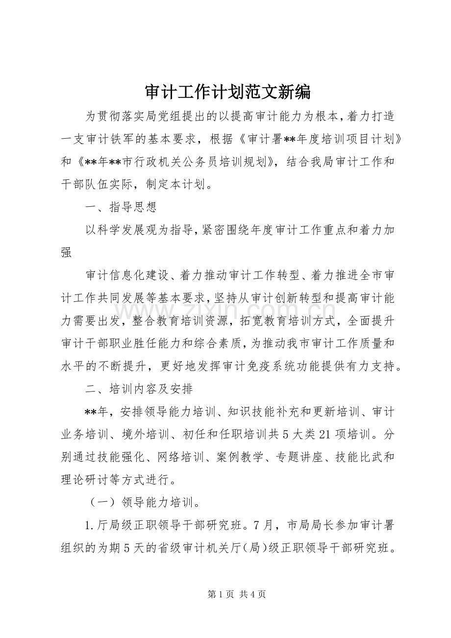 审计工作计划范文新编.docx_第1页