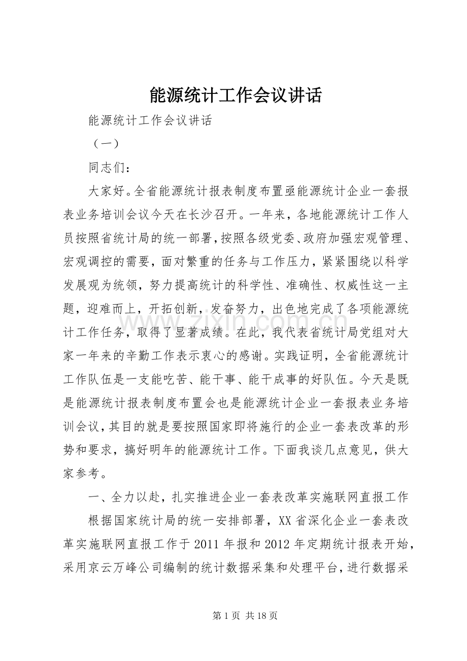 能源统计工作会议讲话发言.docx_第1页