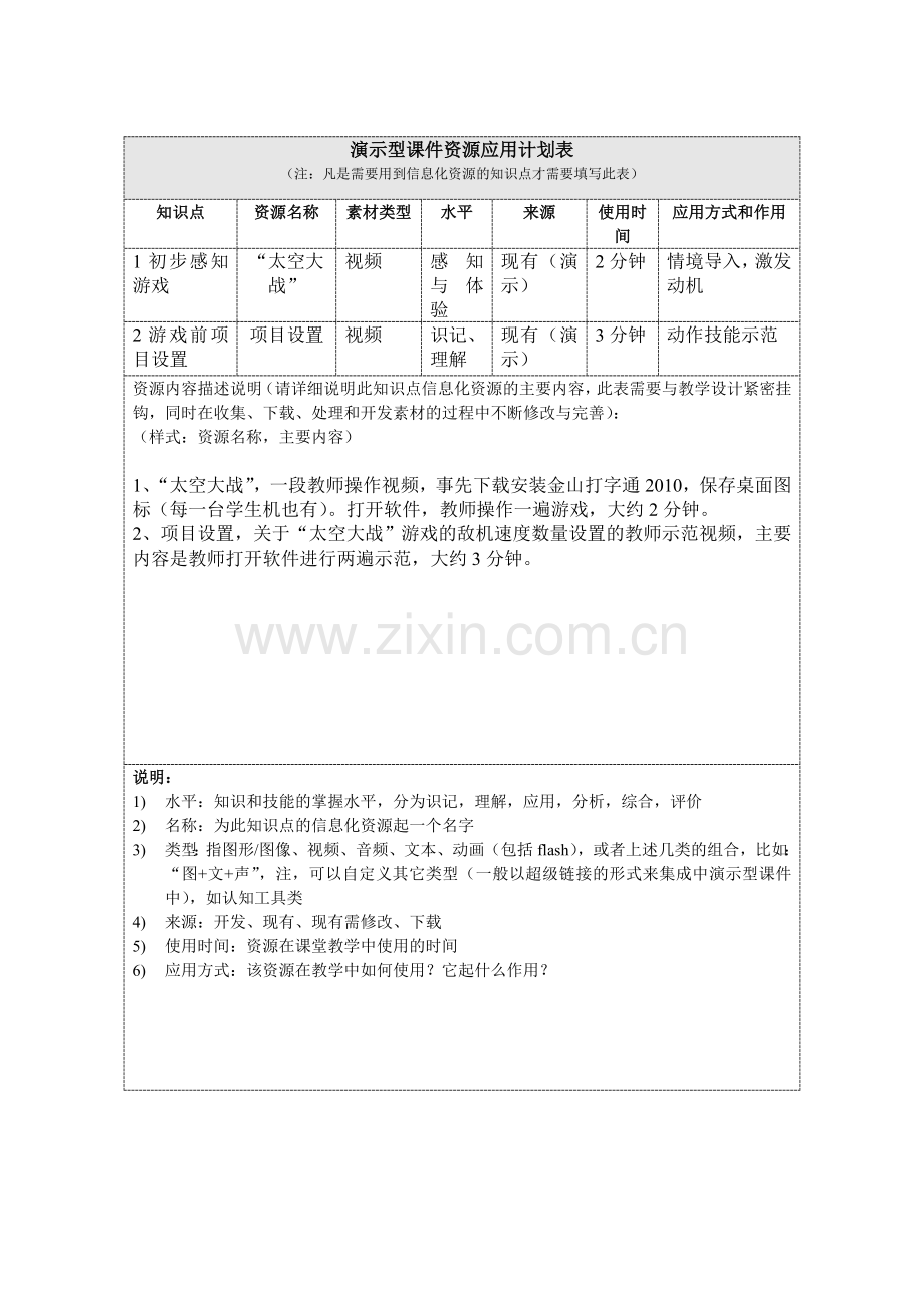信息技术_资源应用计划.doc_第1页
