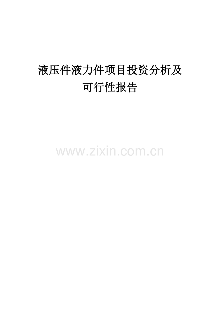 液压件液力件项目投资分析及可行性报告.docx_第1页