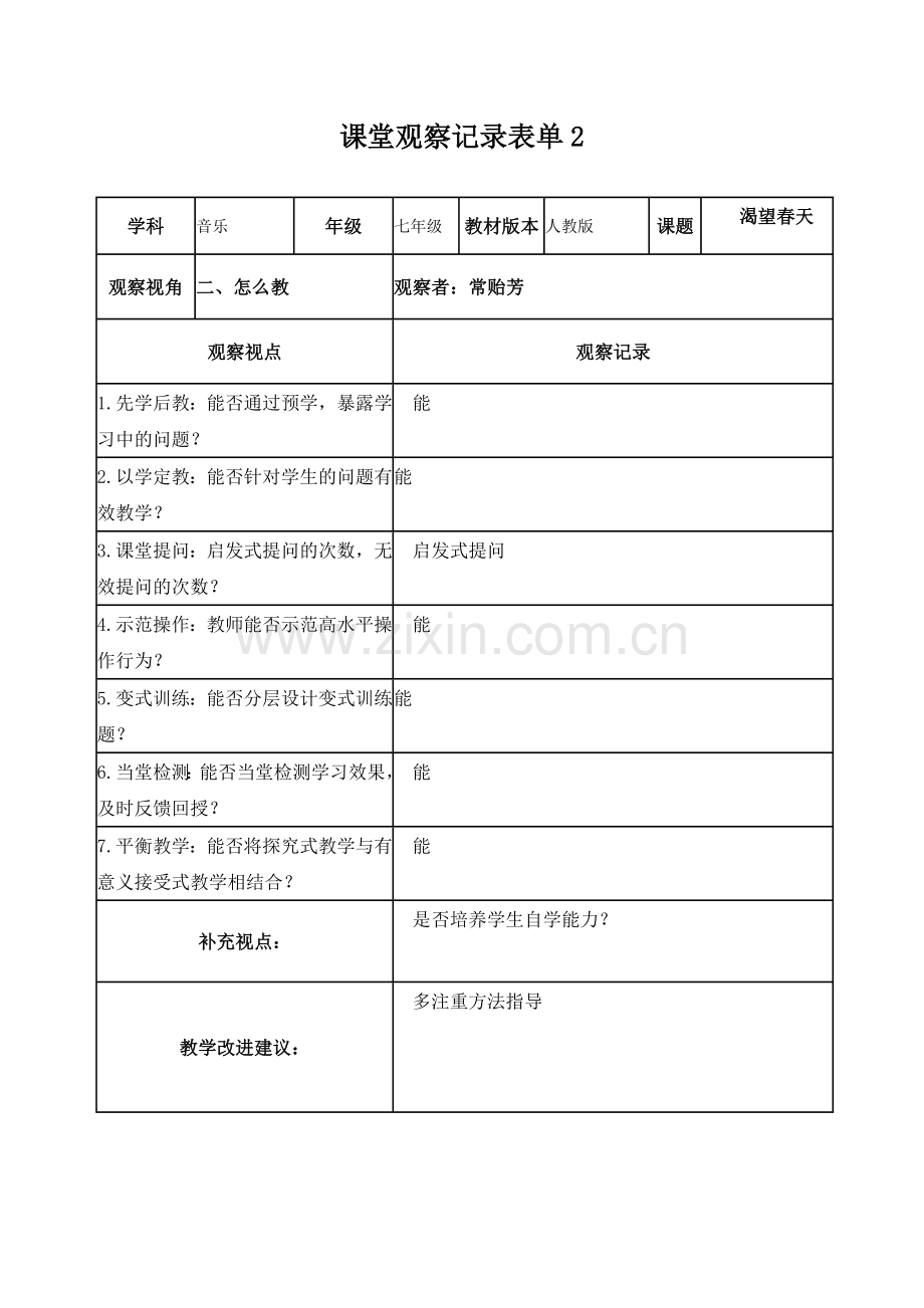 【常贻芳】课堂观察记录表单[1].doc_第2页