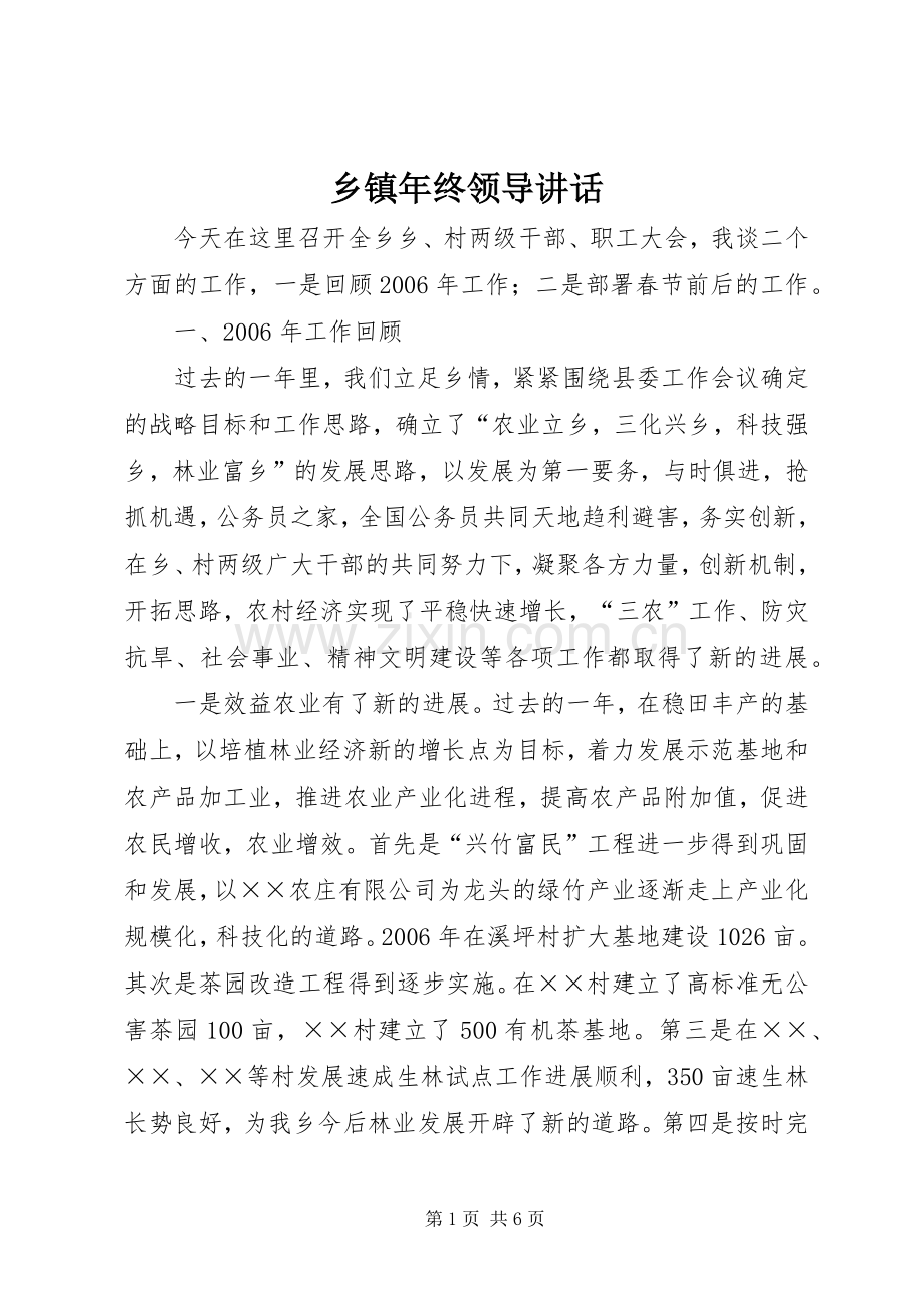 乡镇年终领导讲话发言.docx_第1页