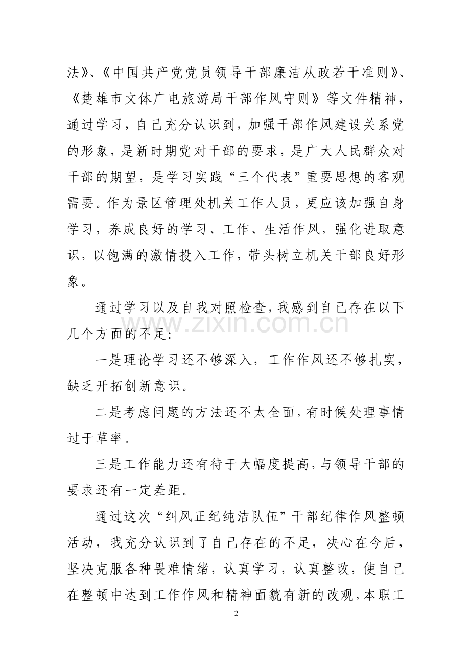 “纠风正纪纯洁队伍”干部纪律作风整顿学习心得体会.doc_第2页