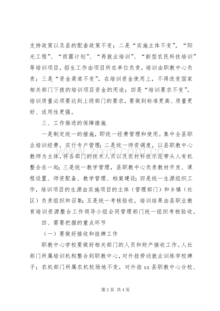 副县长在全县职成教育培训资源整合启动会上的讲话发言.docx_第2页