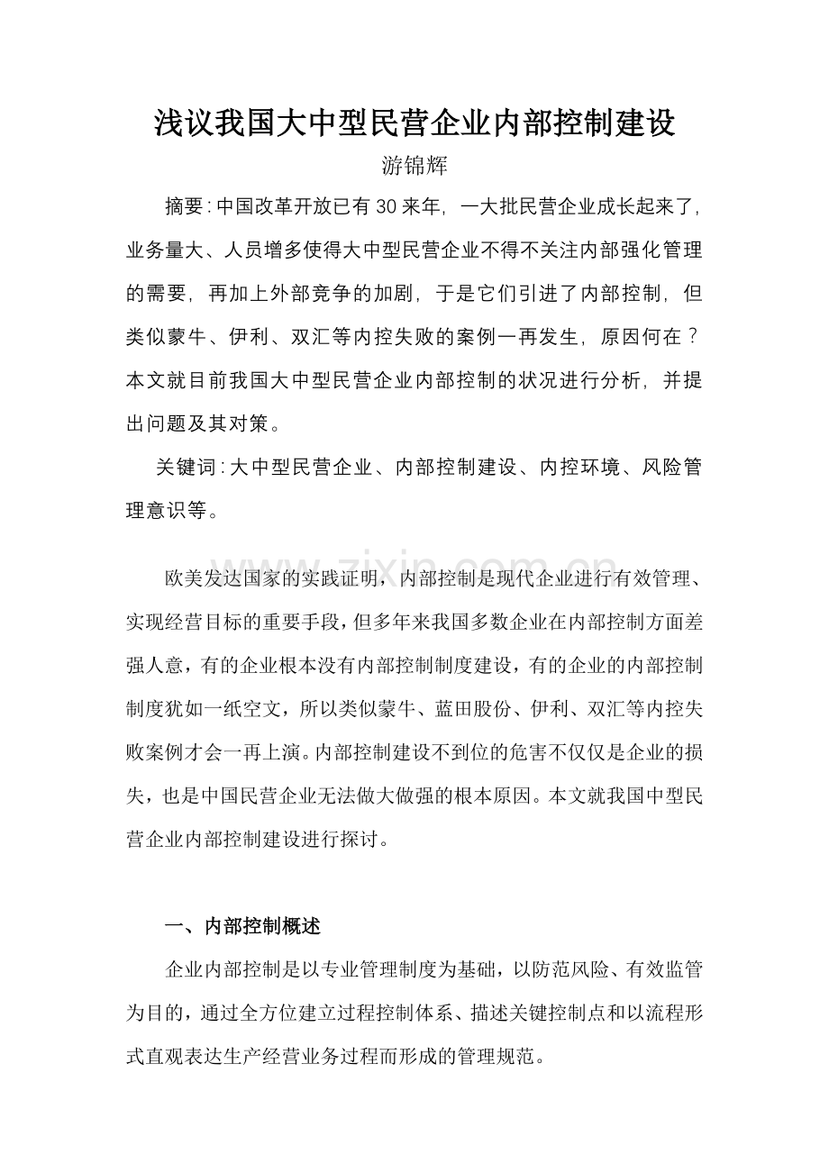 浅议我国中型民营企业内部控制建设.doc_第1页
