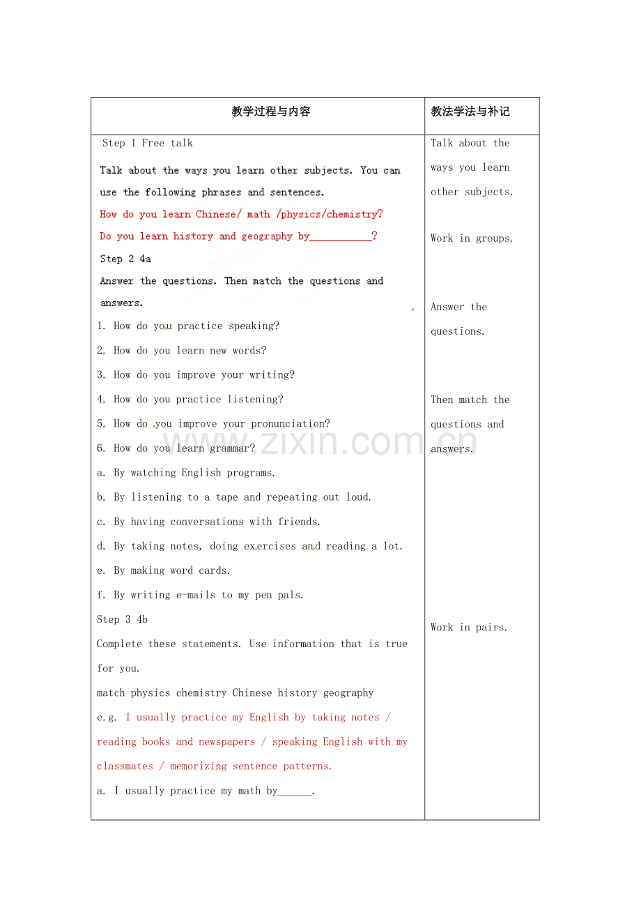山东省临沂市费城镇初级中学九年级英语全册 Unit 1 How can we become good learners？（第3课时）教案 （新版）人教新目标版.doc_第2页