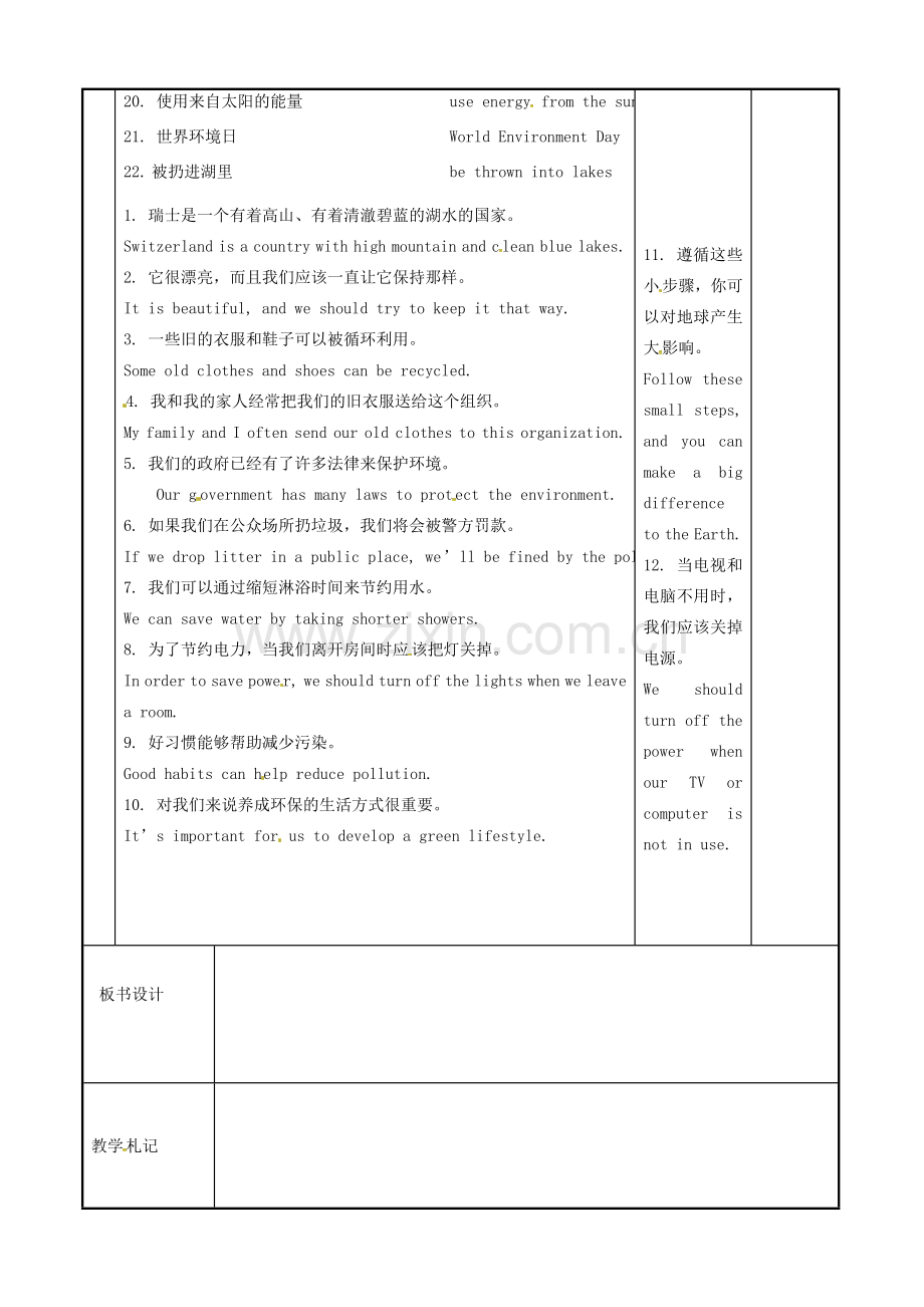 八年级英语下册 Unit 8 A green world Revision教案 （新版）牛津版-（新版）牛津版初中八年级下册英语教案.doc_第2页