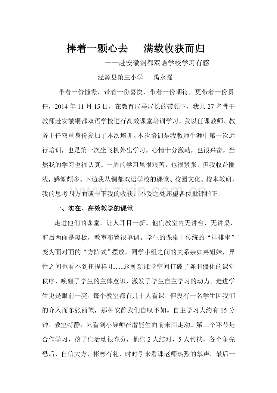 赴安徽铜都双语学校之行有感.doc_第1页
