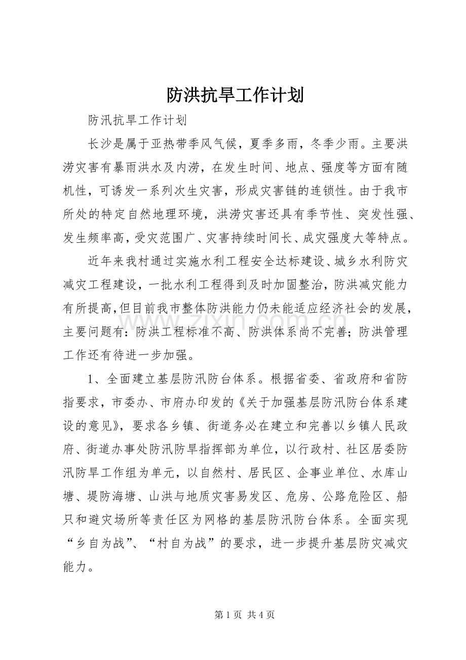 防洪抗旱工作计划.docx_第1页