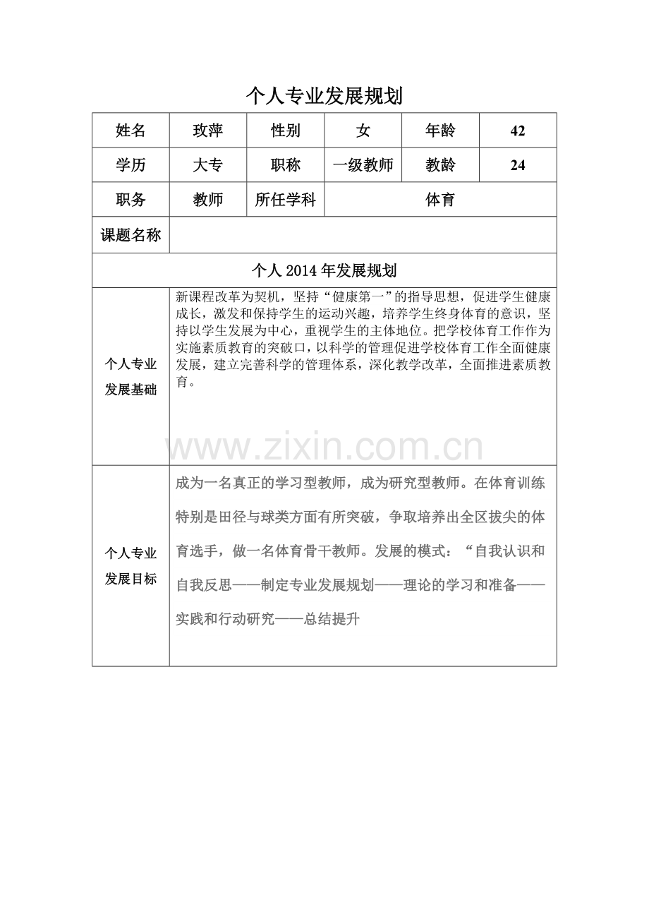 个人专业发展.doc_第1页