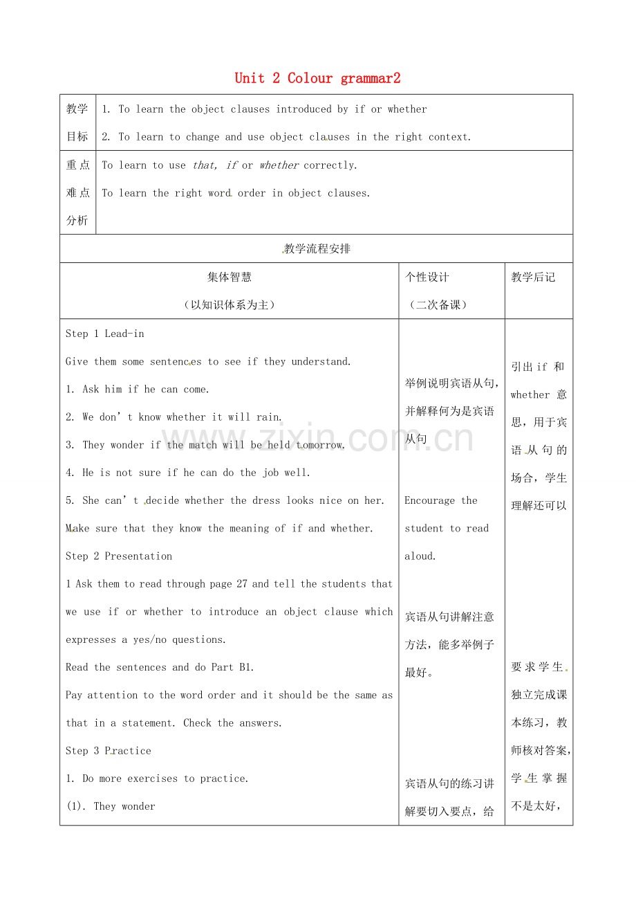 江苏省宿迁市宿豫县关庙镇中心学校九年级英语上册 Unit 2 Colour grammar2教案 牛津版.doc_第1页