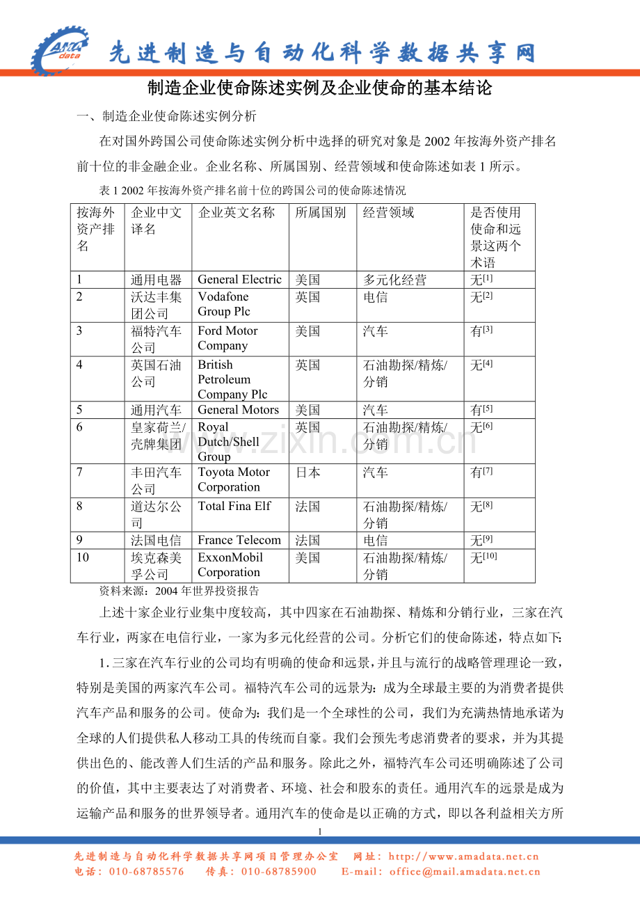 制造企业使命陈述实例及企业使命的基本结论.doc_第1页