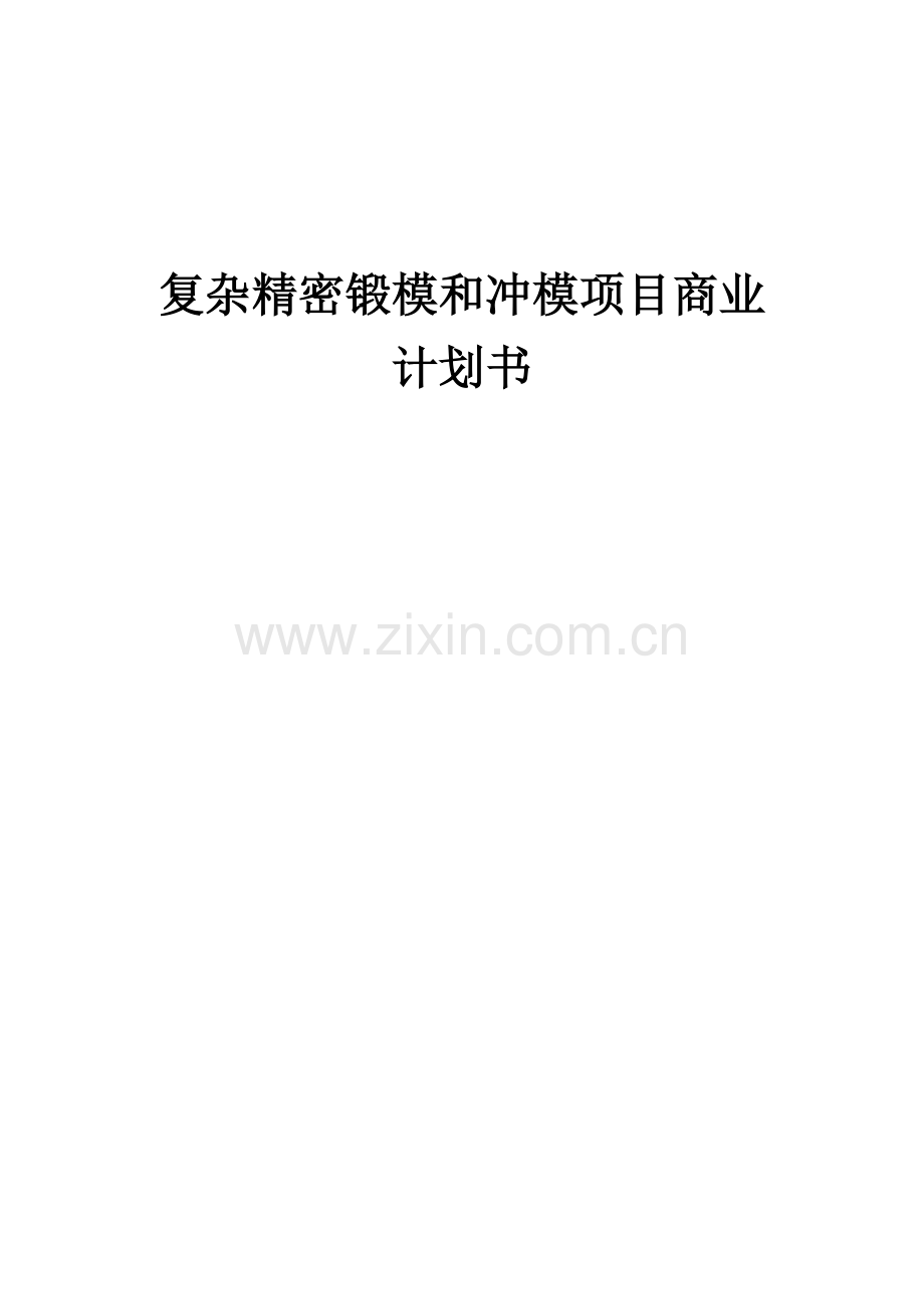 复杂精密锻模和冲模项目商业计划书.docx_第1页