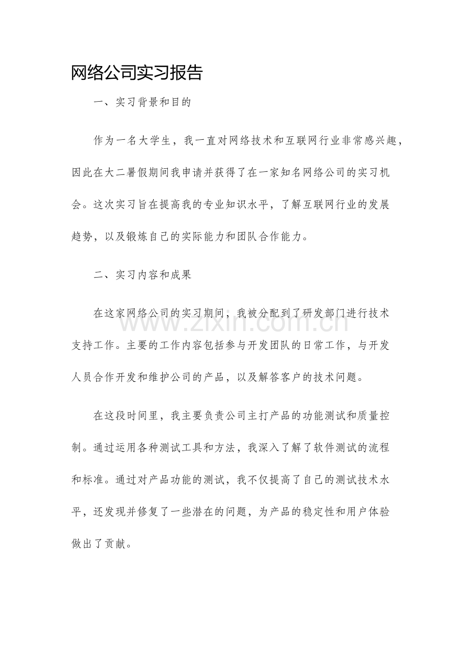网络公司实习报告.docx_第1页
