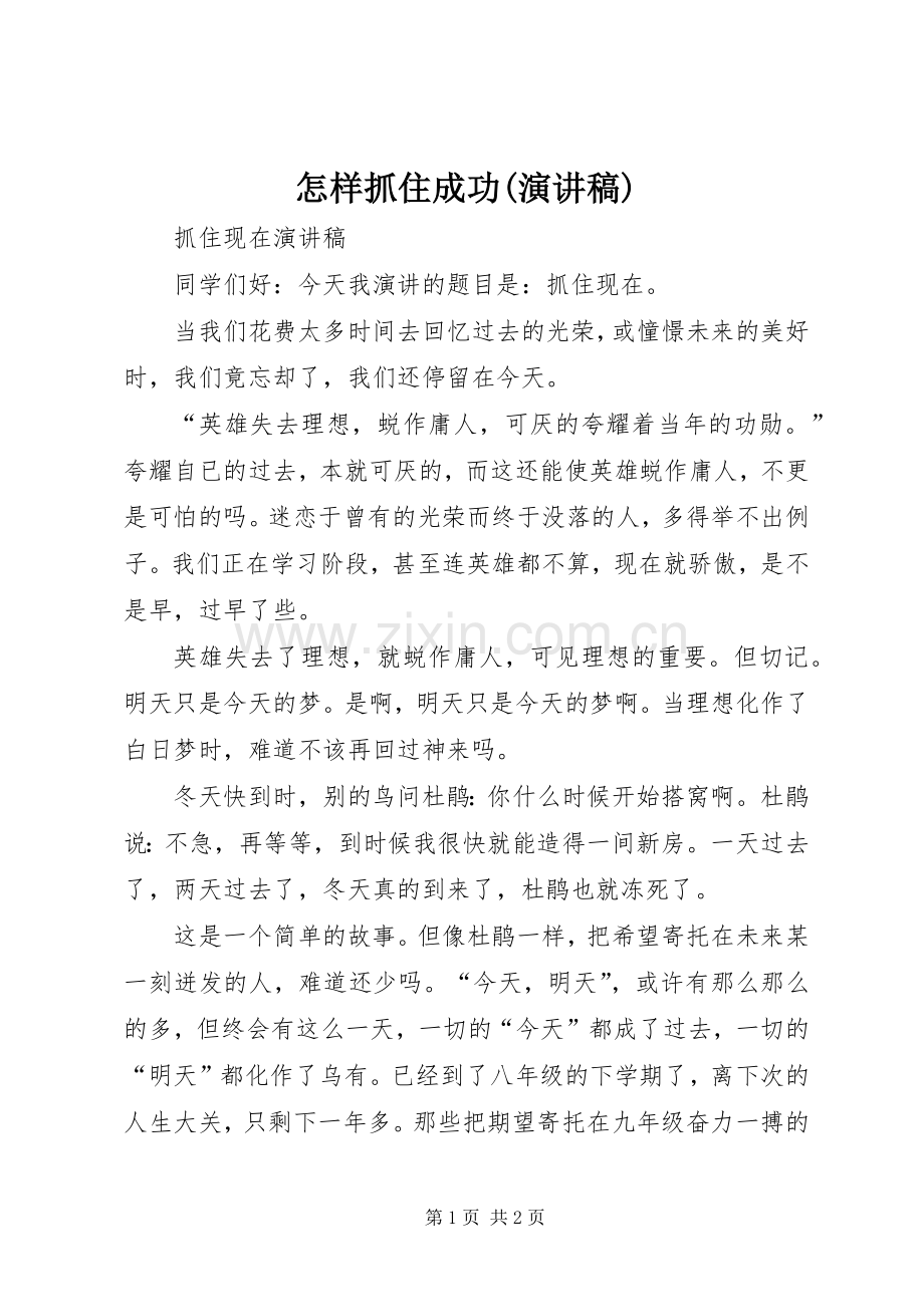 怎样抓住成功(演讲范文).docx_第1页