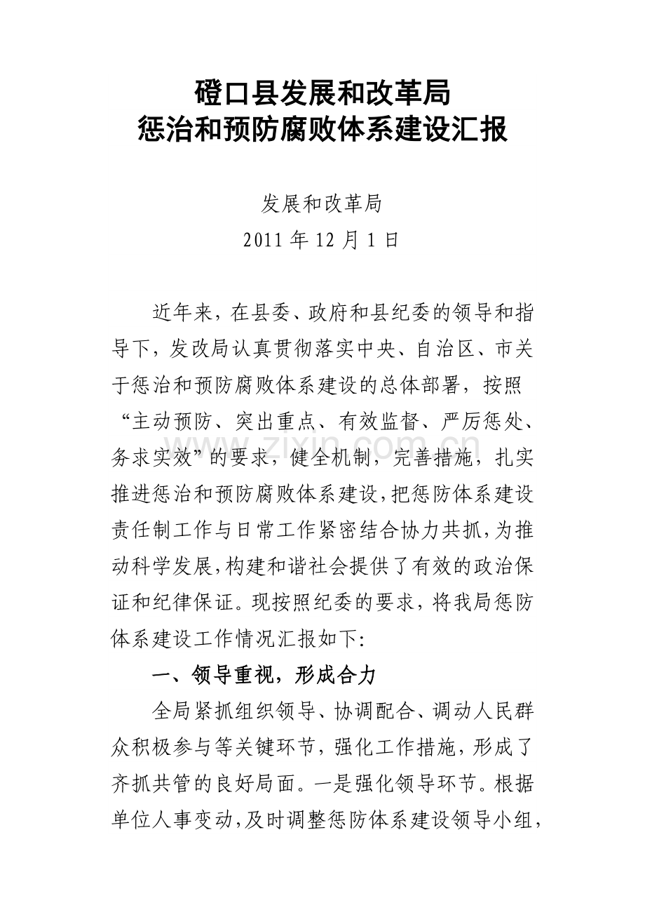 惩治及预防腐败体系建设汇报.doc_第1页