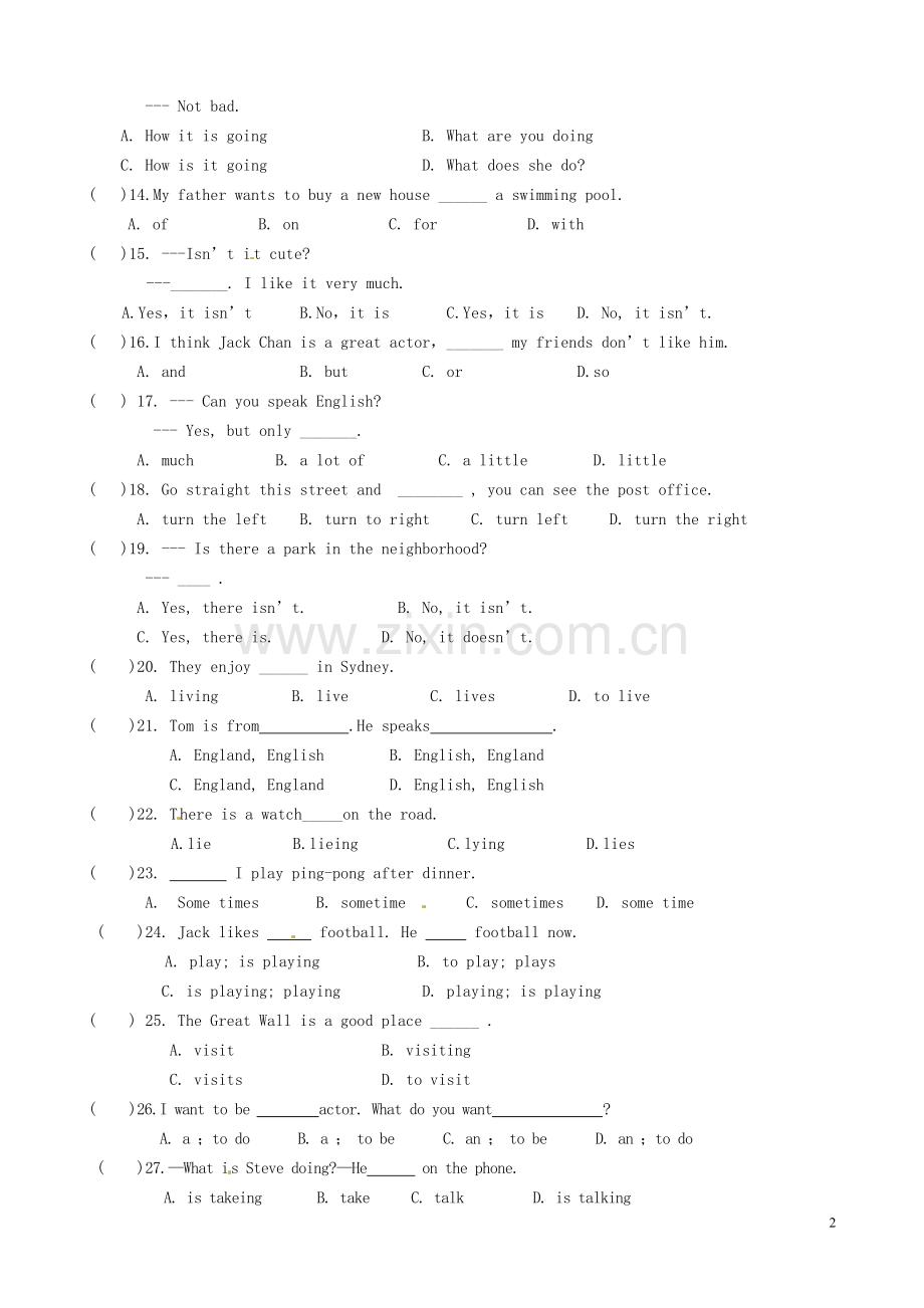 四川省盐边县2011-2012学年七年级英语下学期期中调研检测试题-人教新目标版.doc_第2页