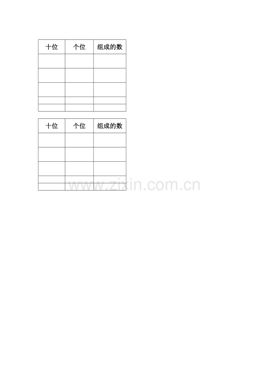 摆一摆想一想学生用表格（一年级下册）.doc_第1页