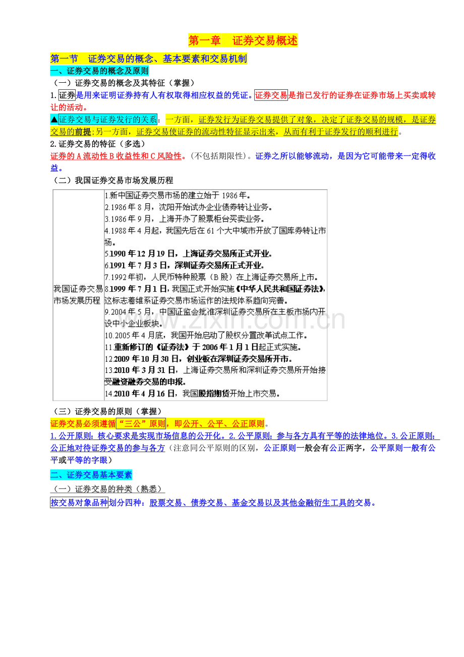 证券从业证券交易章节重点归纳与总结.docx_第1页