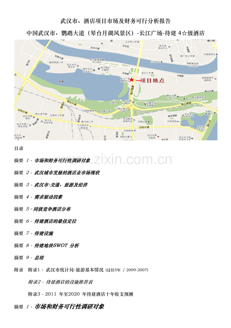 武汉市、酒店项目市场及财务可行分析报告XXXX1018x.docx_第1页