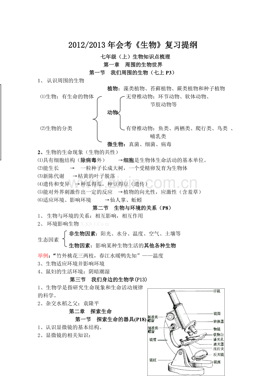 七年级(上)生物知识点梳理.doc_第1页
