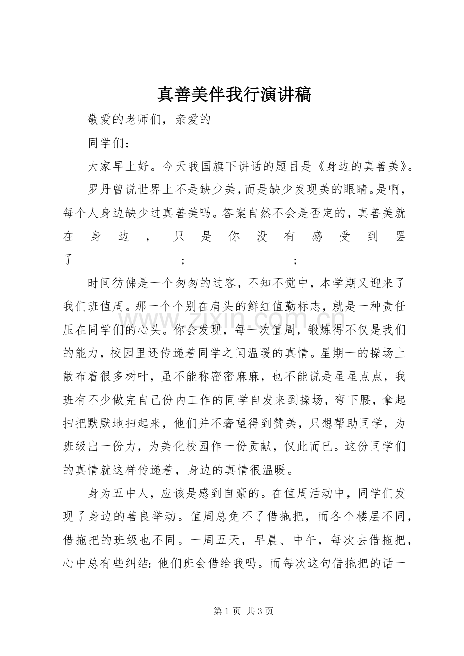 真善美伴我行演讲稿范文集锦.docx_第1页