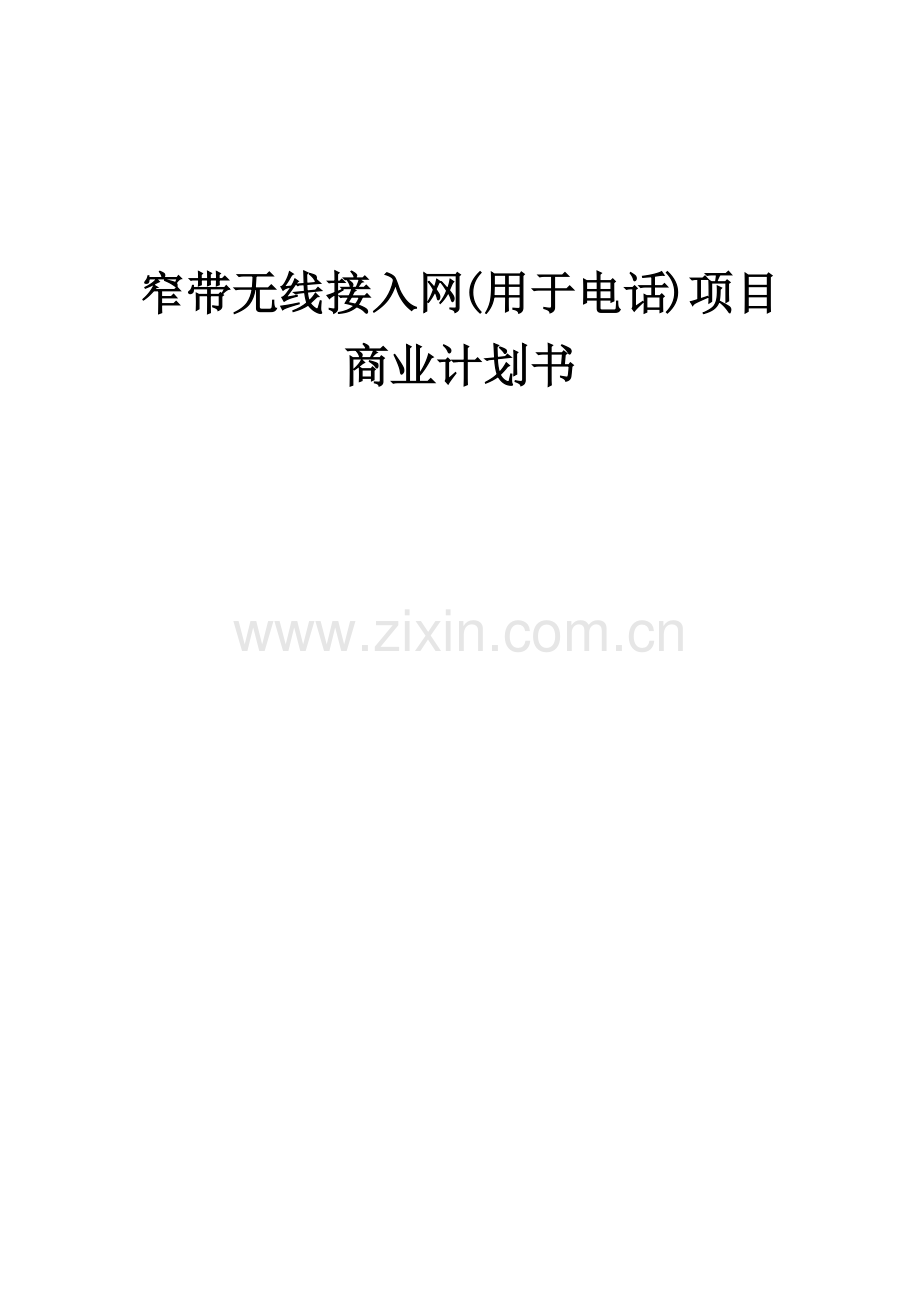 窄带无线接入网(用于电话)项目商业计划书.docx_第1页