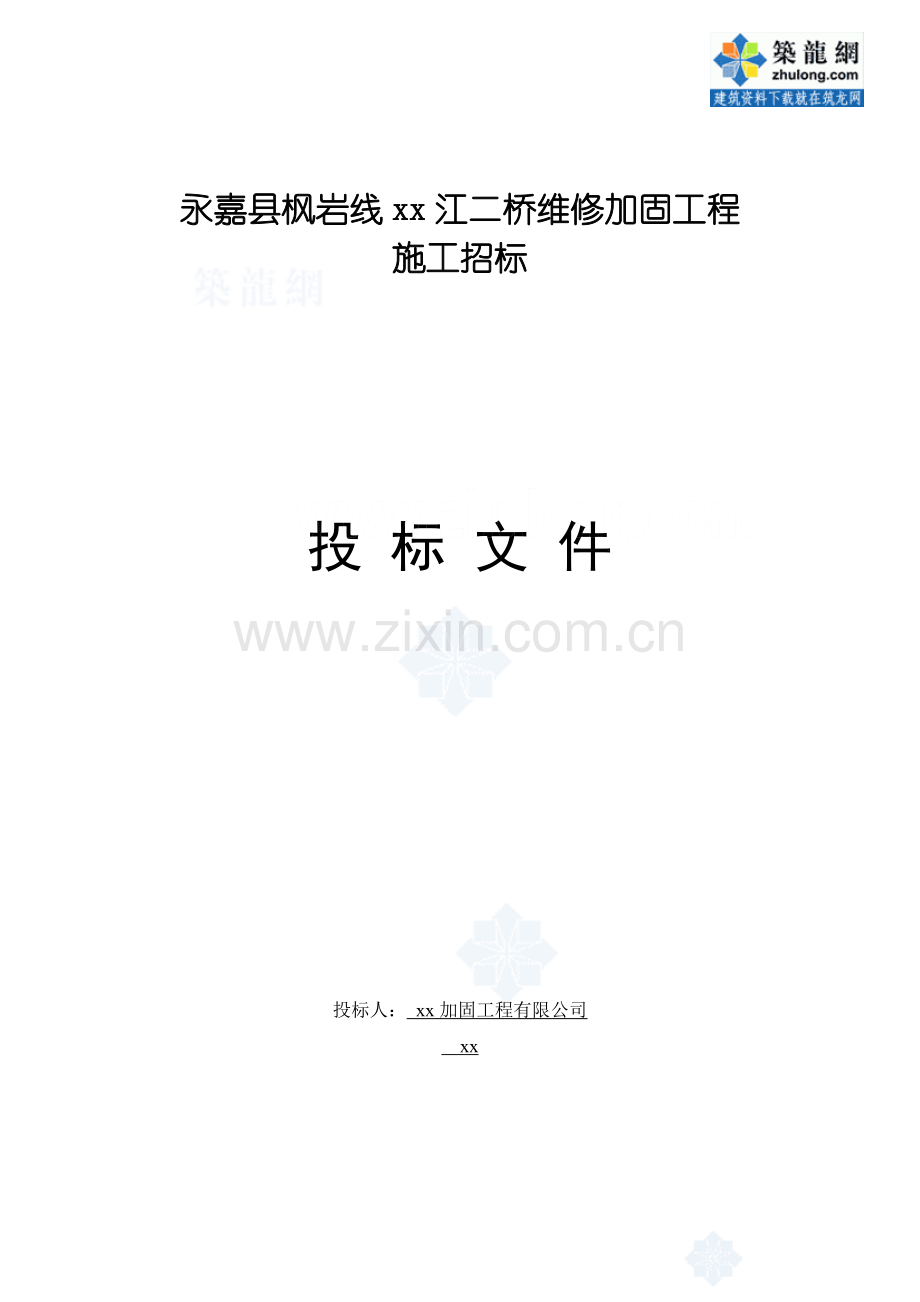 永嘉县枫岩线某江二桥维修加固工程投标文件_secret.doc_第1页