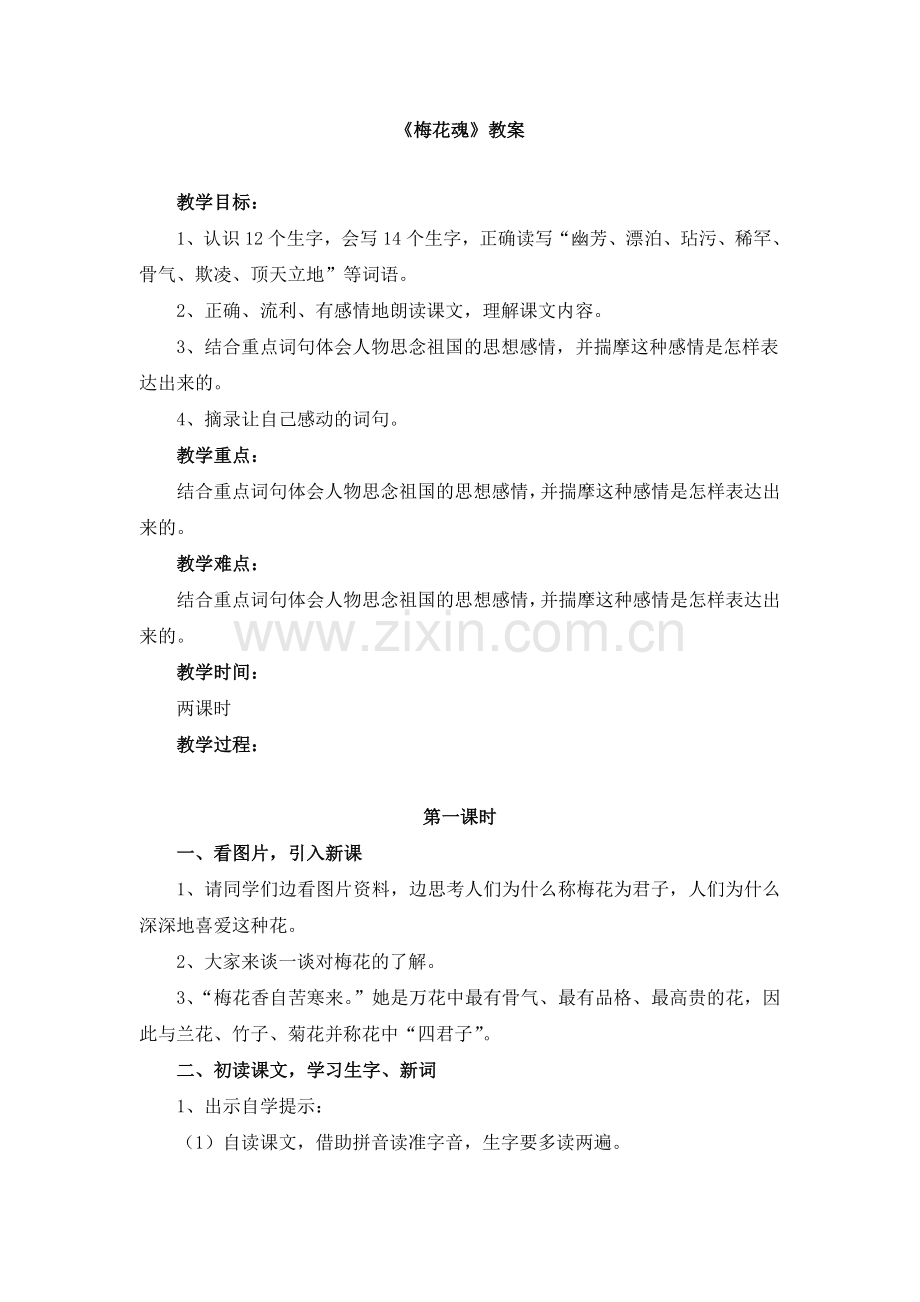 《梅花魂》教案.doc_第1页