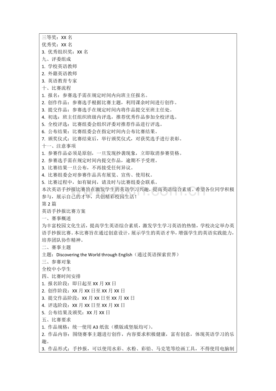 英语手抄报比赛方案.docx_第2页
