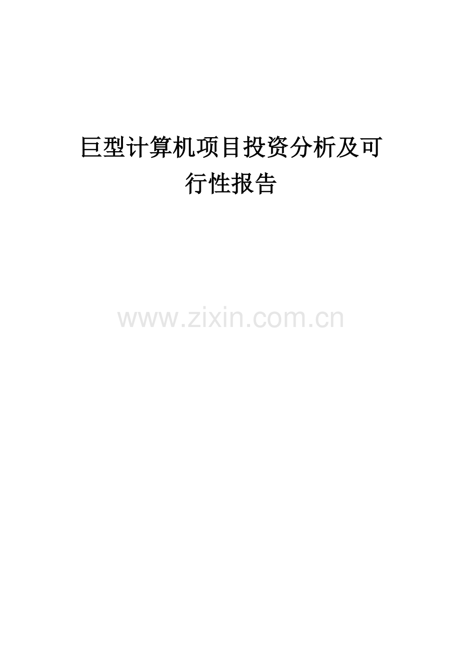巨型计算机项目投资分析及可行性报告.docx_第1页