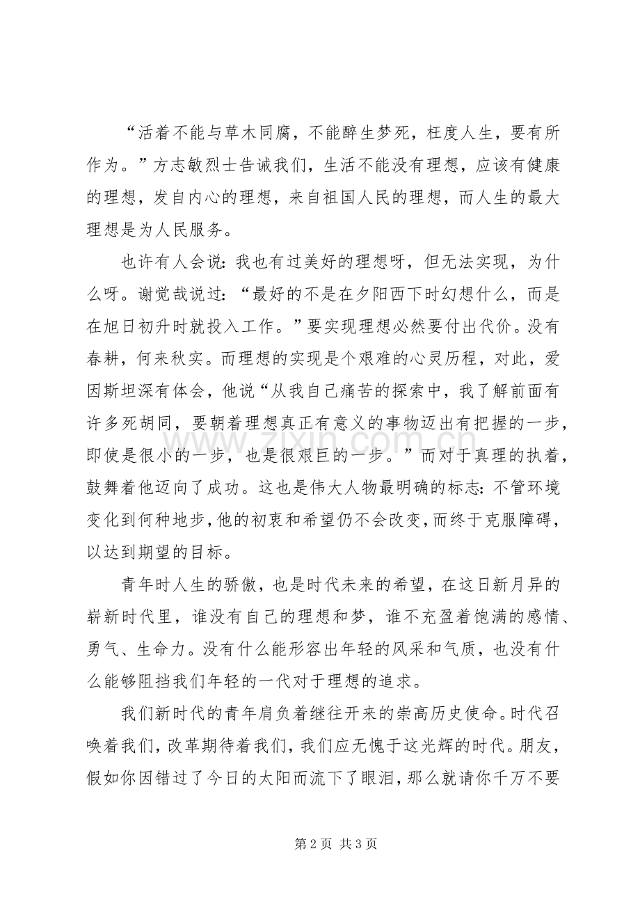 理想,在青春中闪光演讲稿范文.docx_第2页