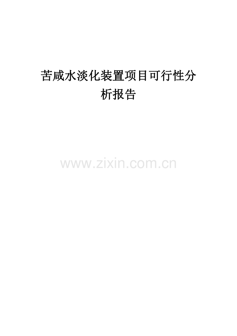 苦咸水淡化装置项目可行性分析报告.docx_第1页