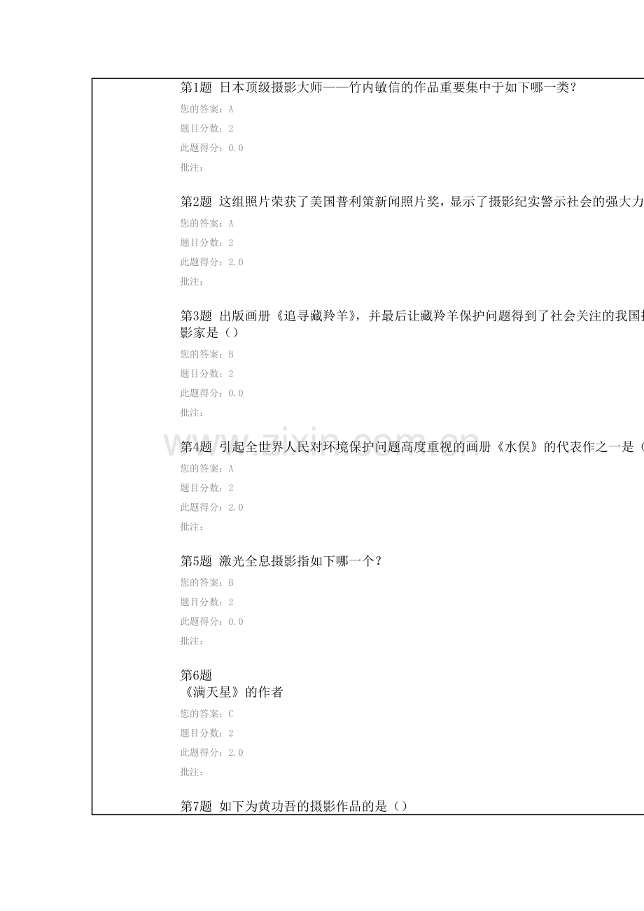 2024年中国石油大学摄影艺术欣赏在线考试.doc_第1页