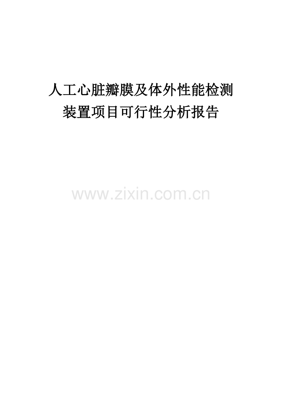 2024年人工心脏瓣膜及体外性能检测装置项目可行性分析报告.docx_第1页
