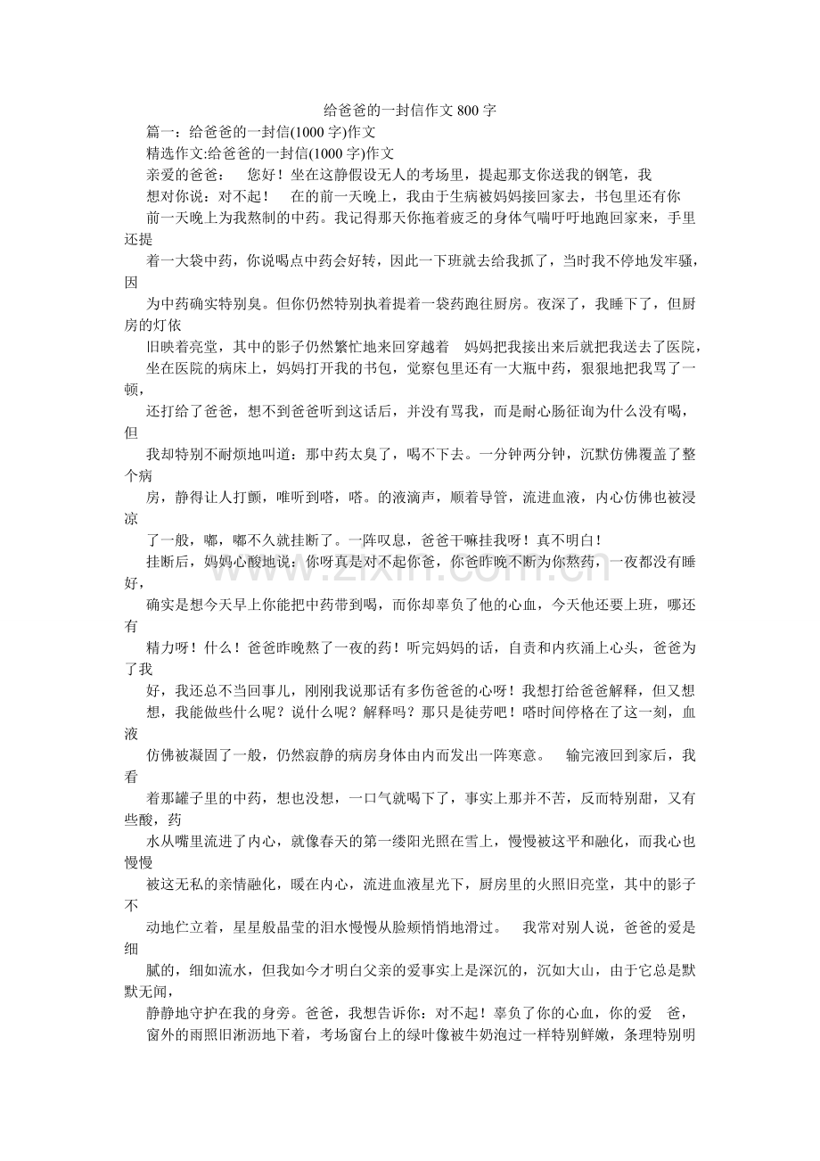 给爸爸的一封信作文800字.doc_第1页
