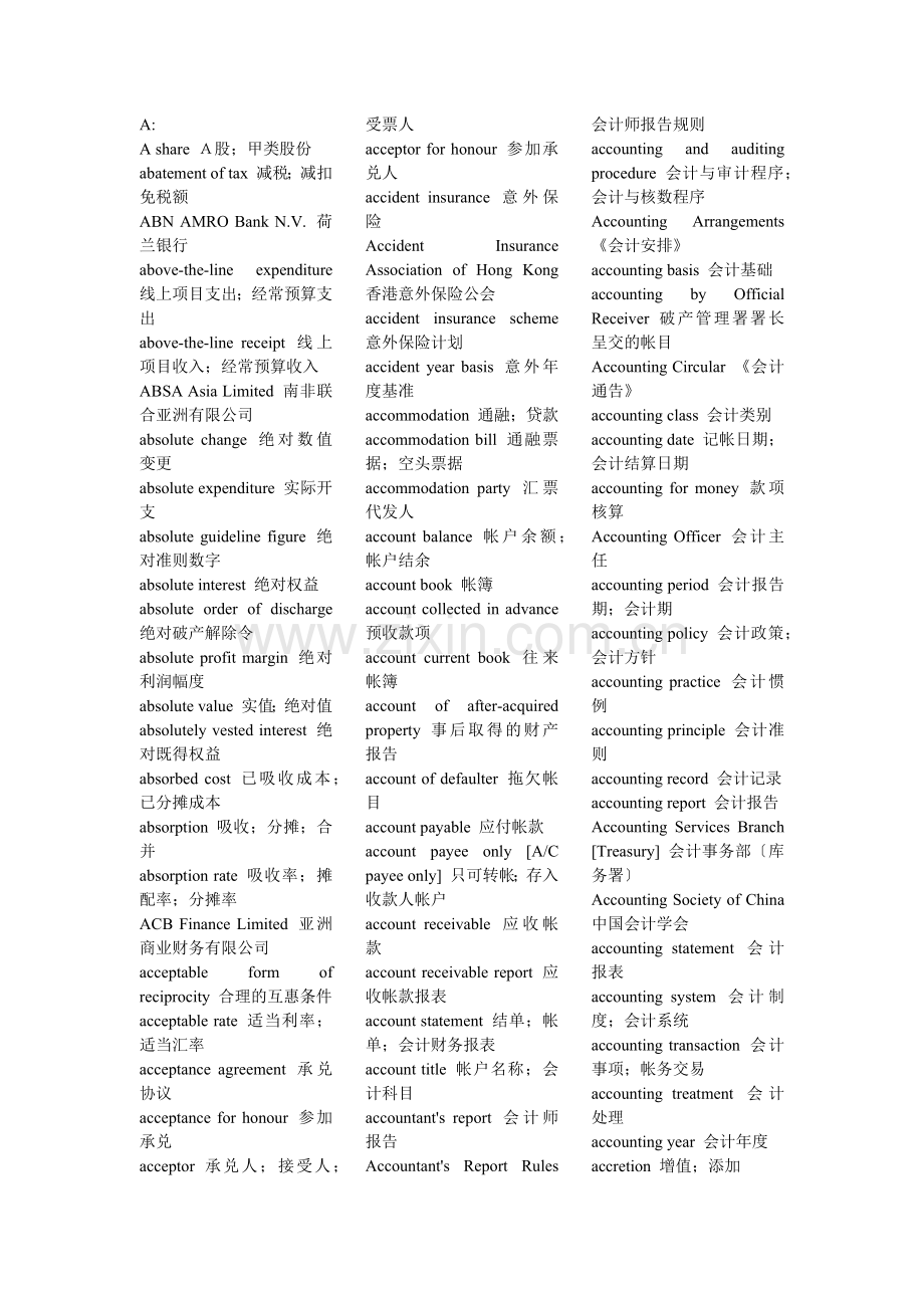 mpacc复试会计英语词汇.docx_第1页