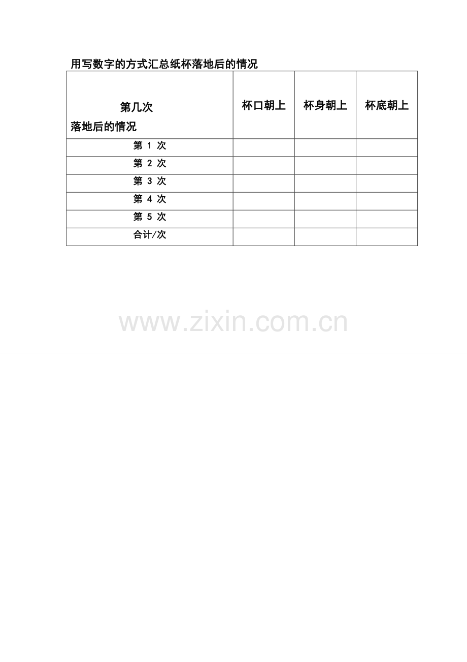 用写数字的方式汇总纸杯落地后的情况.doc_第1页