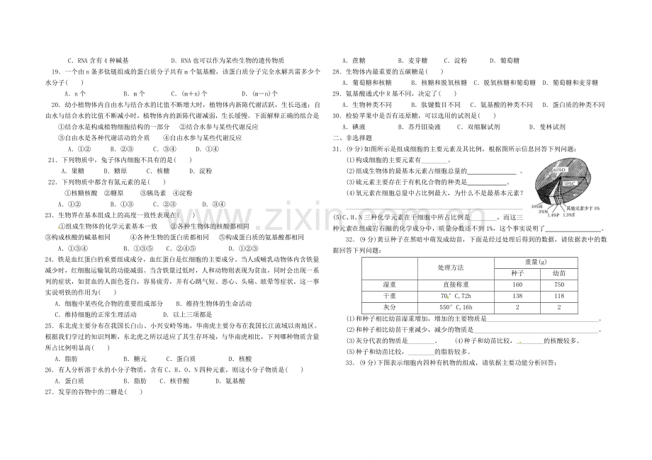 组成细胞的分子综合测试题.doc_第2页