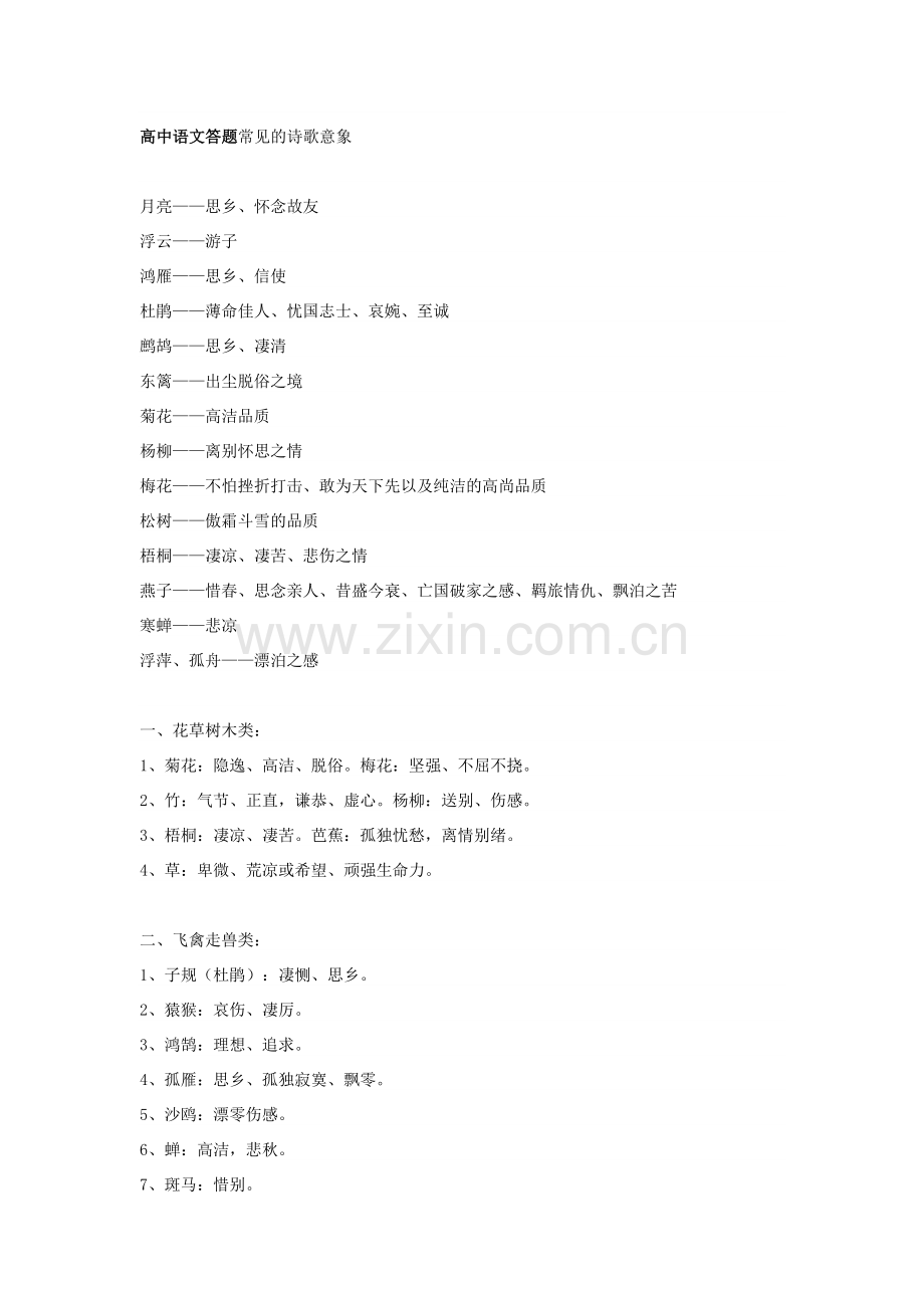 高中语文答题常见的诗歌意象.doc_第1页