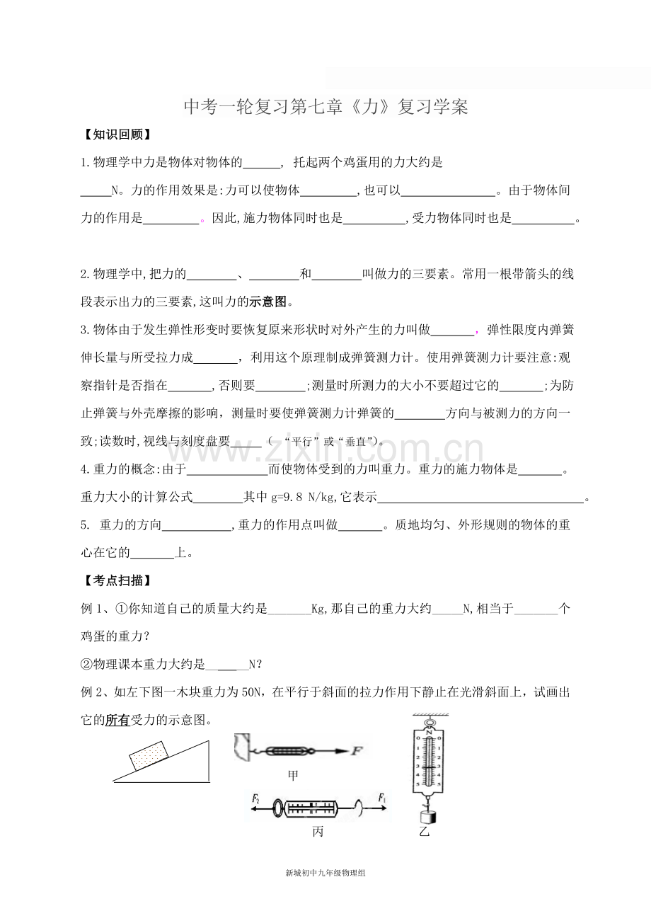 有关力的基础知识复习学案.doc_第1页