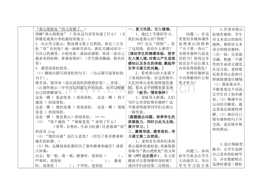五年组曹莉老师《黄山奇松》“小课题研讨课”跟踪记录表.doc_第2页