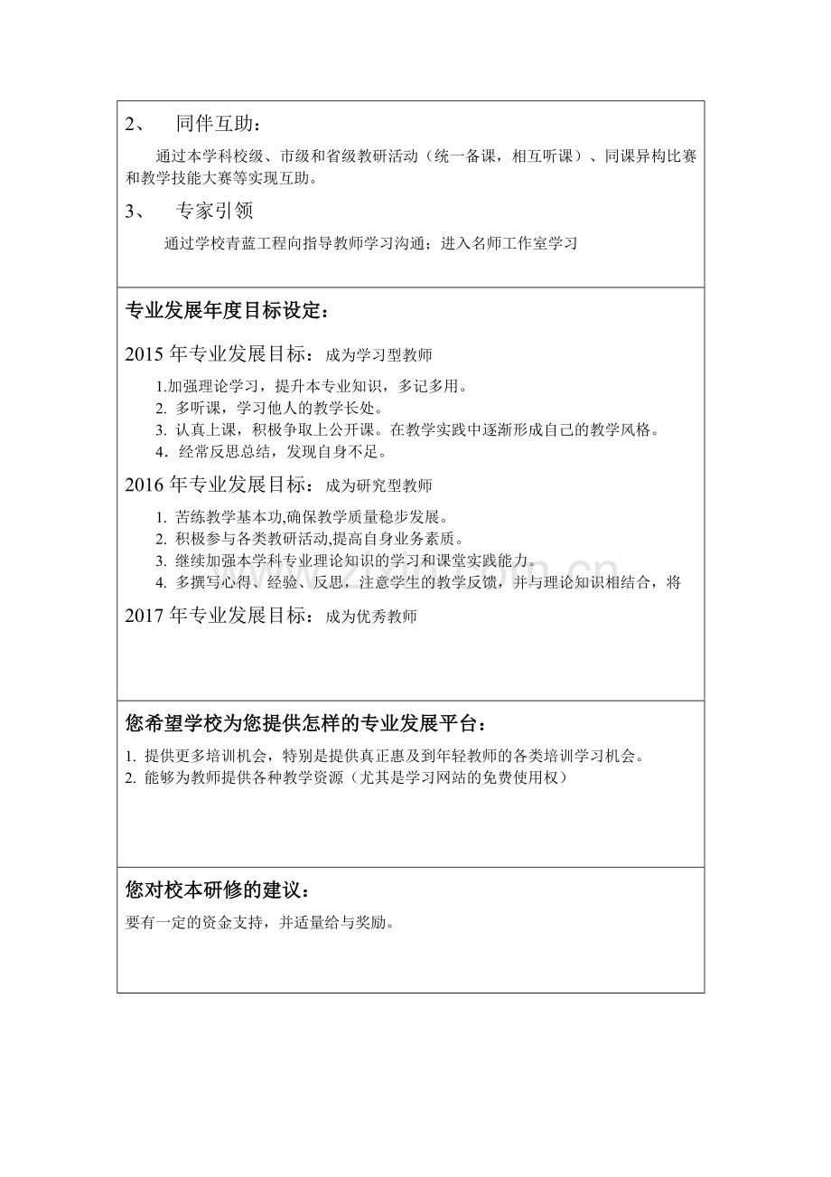 龚竹---遵义四中教师专业发展规划书.doc_第2页